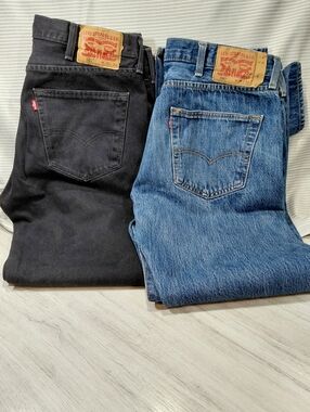 Levi's Men's 501 Straight Jeans - Black & Blue 2 Pair SIZE 38×34